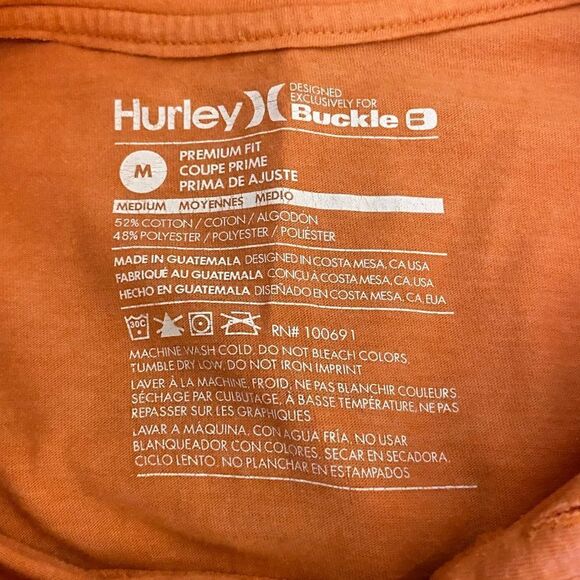 Hurley Men’s Size Medium Golf Polo Orange Classiccore Basic Classic - Picture 2 of 6